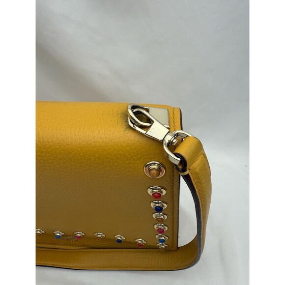 Kate Spade Devoe Street Sophie Handbag Mustard Yellow studded gems 10x7x3 Flaws - Picture 2 of 16